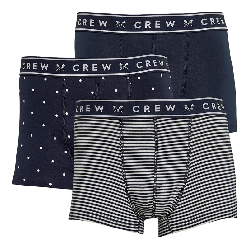 Crew Clothing Mens Three Pack Boxers Navy/White Stripe - Image 1