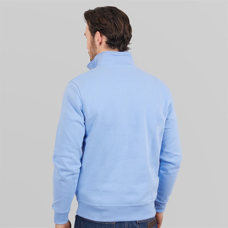 Crew Clothing Mens 1/2 Zip Solid Sweatshirt Faded Denim - Image 2