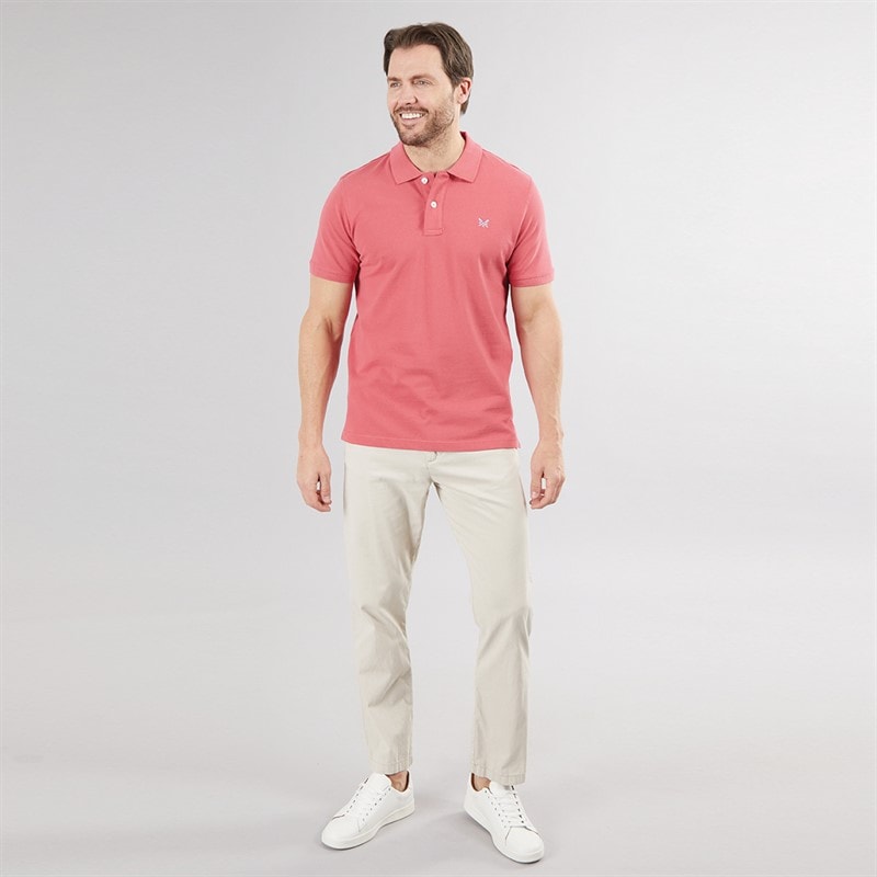 Crew Clothing Mens Melbury Solid Polo Shirt Summer Berry - Image 3