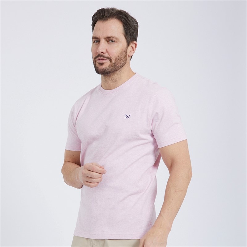 Crew Clothing Mens Round Neck T-Shirt Pink Lady Marl - Image 1