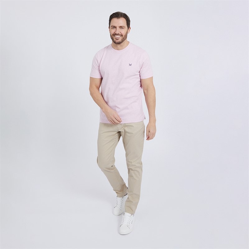 Crew Clothing Mens Round Neck T-Shirt Pink Lady Marl - Image 3