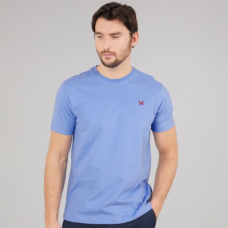 Crew Clothing Mens Round Neck T-Shirt Cornflowerblue - Image 1