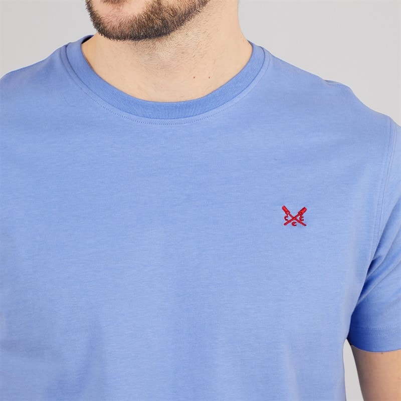 Crew Clothing Mens Round Neck T-Shirt Cornflowerblue - Image 3