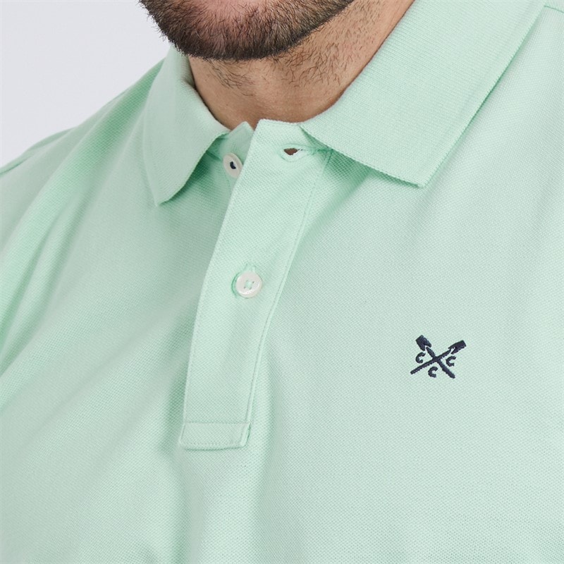 Crew Clothing Mens Melbury Solid Polo Shirt Mist Green - Image 3