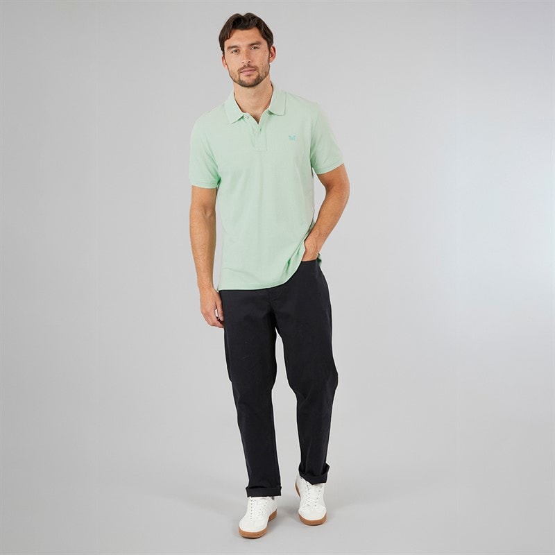 Crew Clothing Mens Melbury Solid Polo Shirt Mist Green - Image 4