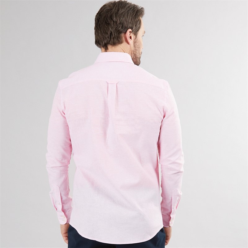 Crew Clothing Mens Linen Shirt Pink Lady/White - Image 2