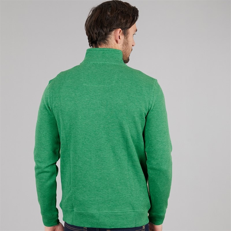 Crew Clothing Mens French Rib 1/2 Zip Sweatshirt Pine Green Marl - Image 2