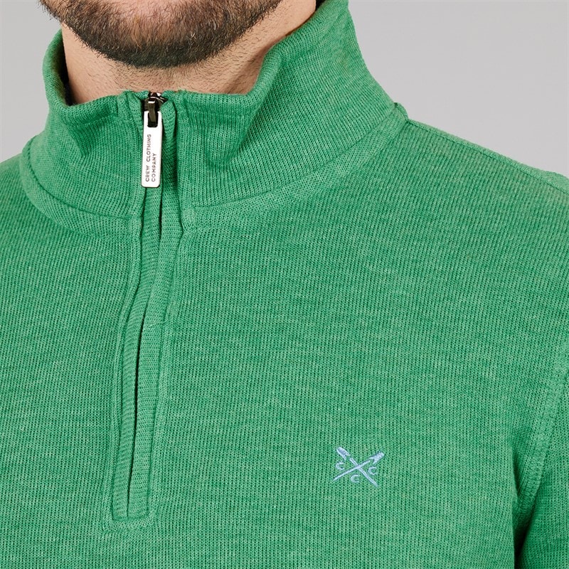 Crew Clothing Mens French Rib 1/2 Zip Sweatshirt Pine Green Marl - Image 5