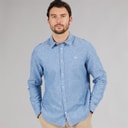 Crew Clothing Mens Linen Shirt Dark Blue/White