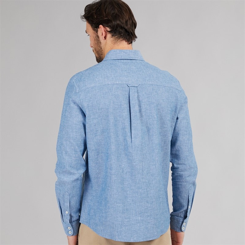 Crew Clothing Mens Linen Shirt Dark Blue/White - Image 2