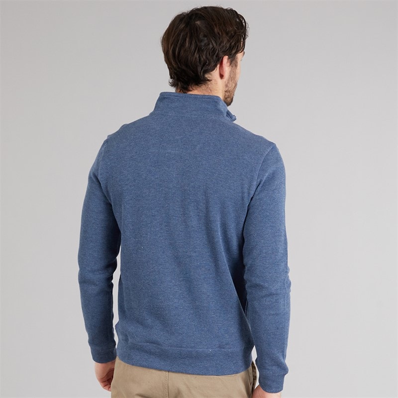 Crew Clothing Mens French Rib 1/2 Zip Sweatshirt Vintage Indigo Marl - Image 2