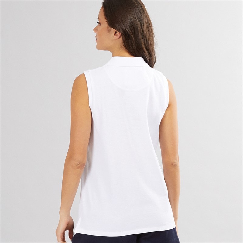 Crew Clothing Womens Sleeveless Polo Shirt Optic White - Image 2