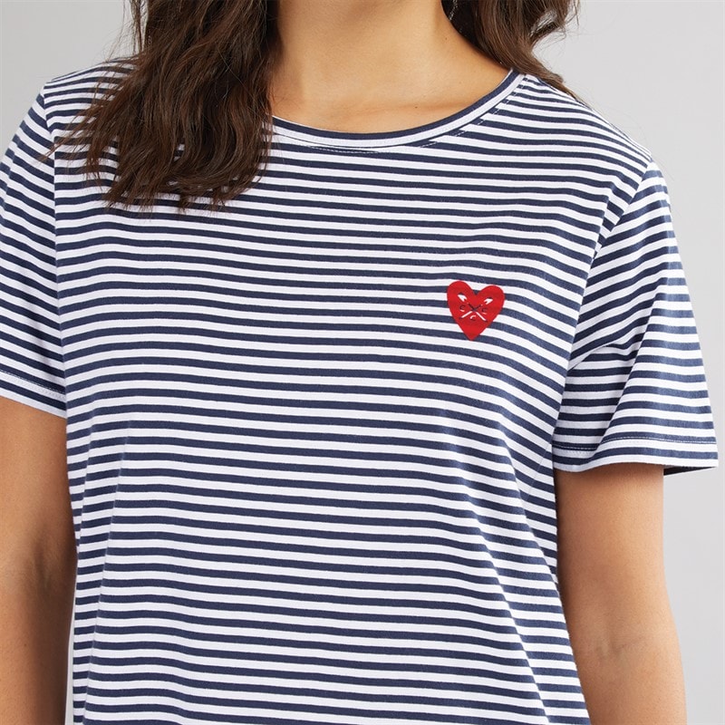 Crew Clothing Womens Flock Heart T-Shirt Navy/White - Image 3
