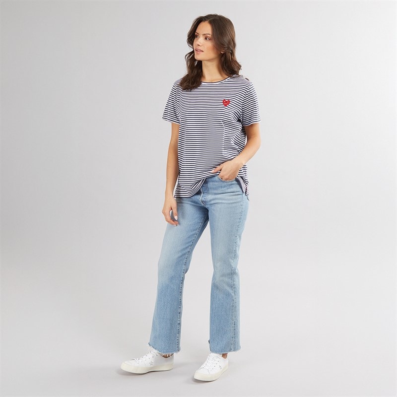 Crew Clothing Womens Flock Heart T-Shirt Navy/White - Image 4