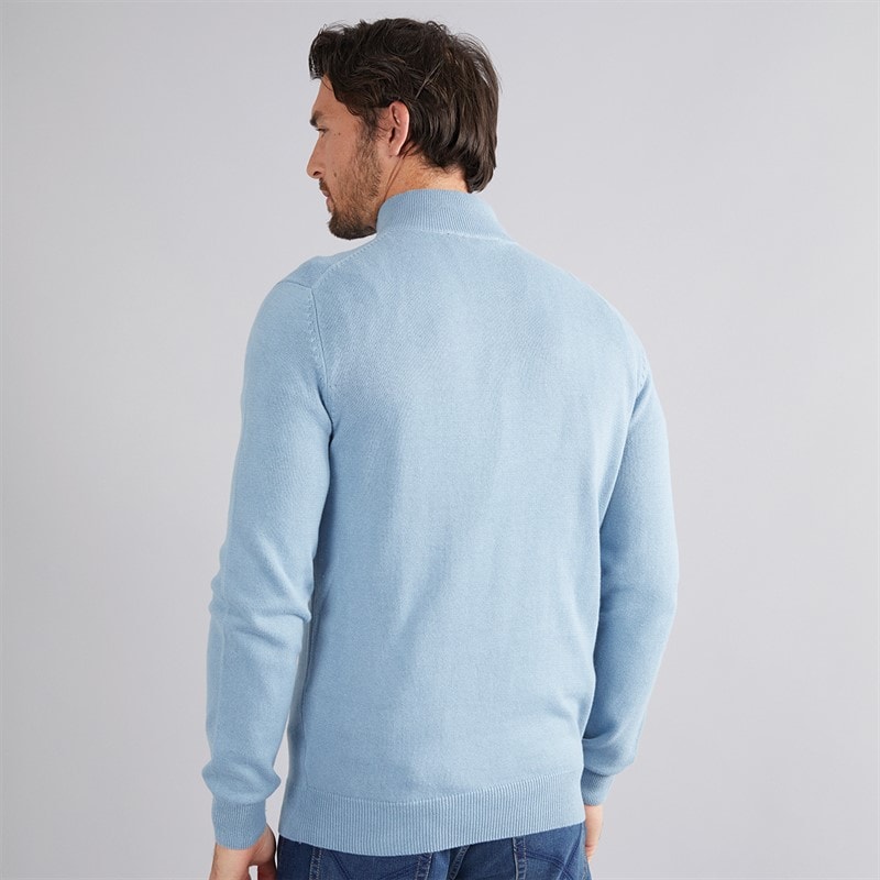 Crew Clothing Mens 1/2 Zip Neck Fine Cotton Jumper Faded Denim - Image 2