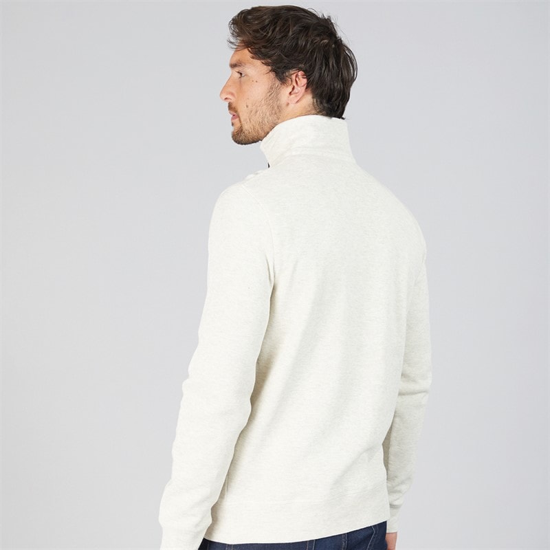 Crew Clothing Mens French Rib 1/2 Zip Sweatshirt Rainy Day Marl - Image 2