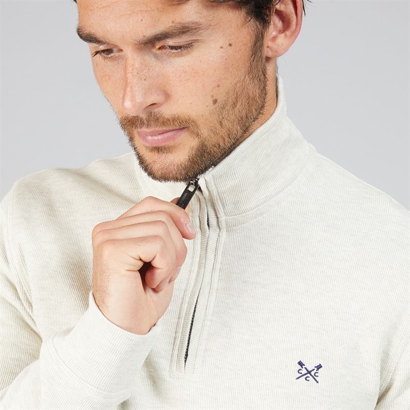 Crew Clothing Mens French Rib 1/2 Zip Sweatshirt Rainy Day Marl - Image 3