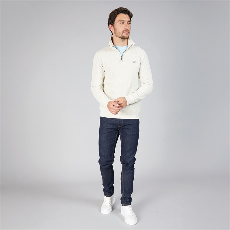 Crew Clothing Mens French Rib 1/2 Zip Sweatshirt Rainy Day Marl - Image 4