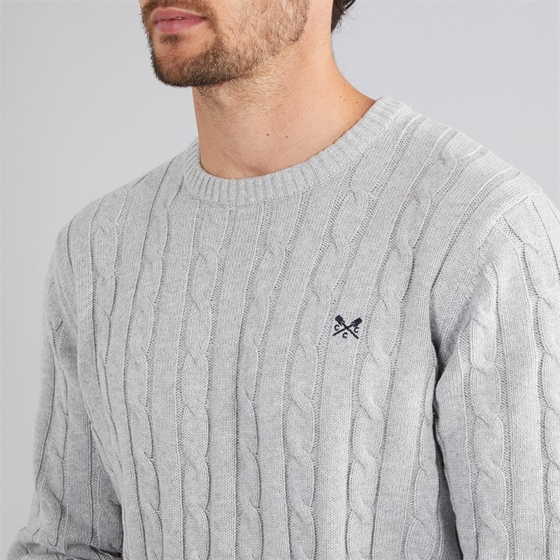 Crew Clothing Mens Oarsmen Crew Neck Jumper Mid Grey Marl - Image 3