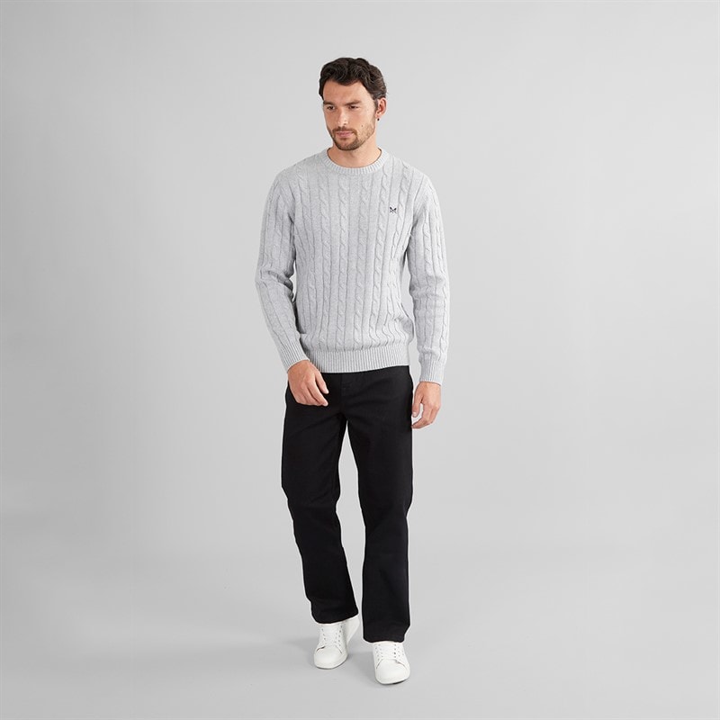 Crew Clothing Mens Oarsmen Crew Neck Jumper Mid Grey Marl - Image 4