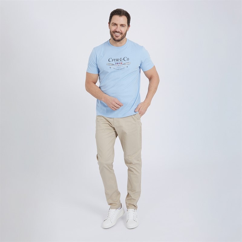 Crew Clothing Mens Oars Printed T-Shirt Powder Blue - Image 3