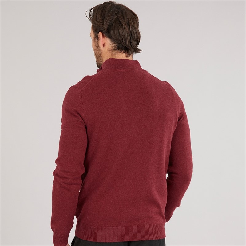 Crew Clothing Mens 1/2 Zip Neck Fine Cotton Jumper Biking Red Marl - Image 2