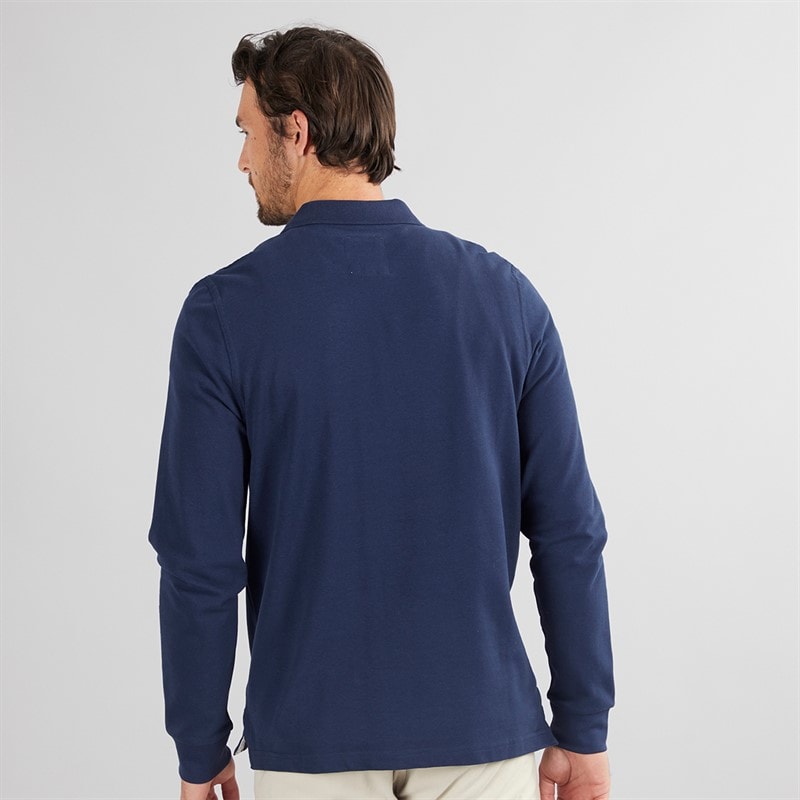 Crew Clothing Mens Long Sleeve Pique Polo Heritage Navy - Image 2