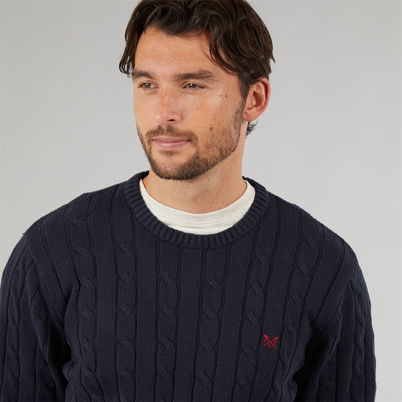 Crew Clothing Mens Oarsmen Crew Neck Jumper Heritage Dark Navy - Image 3
