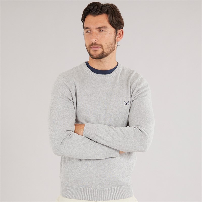 Crew Clothing Mens Crew Neck Jumper Mid Grey Marl