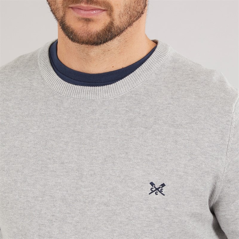Crew Clothing Mens Crew Neck Jumper Mid Grey Marl - Image 3