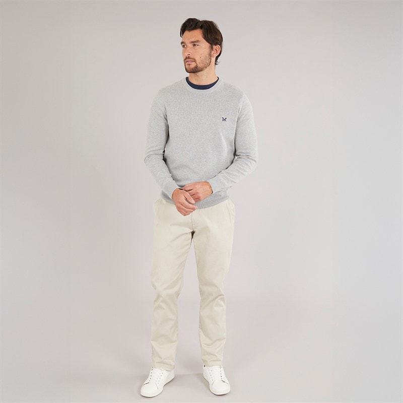Crew Clothing Mens Crew Neck Jumper Mid Grey Marl - Image 4
