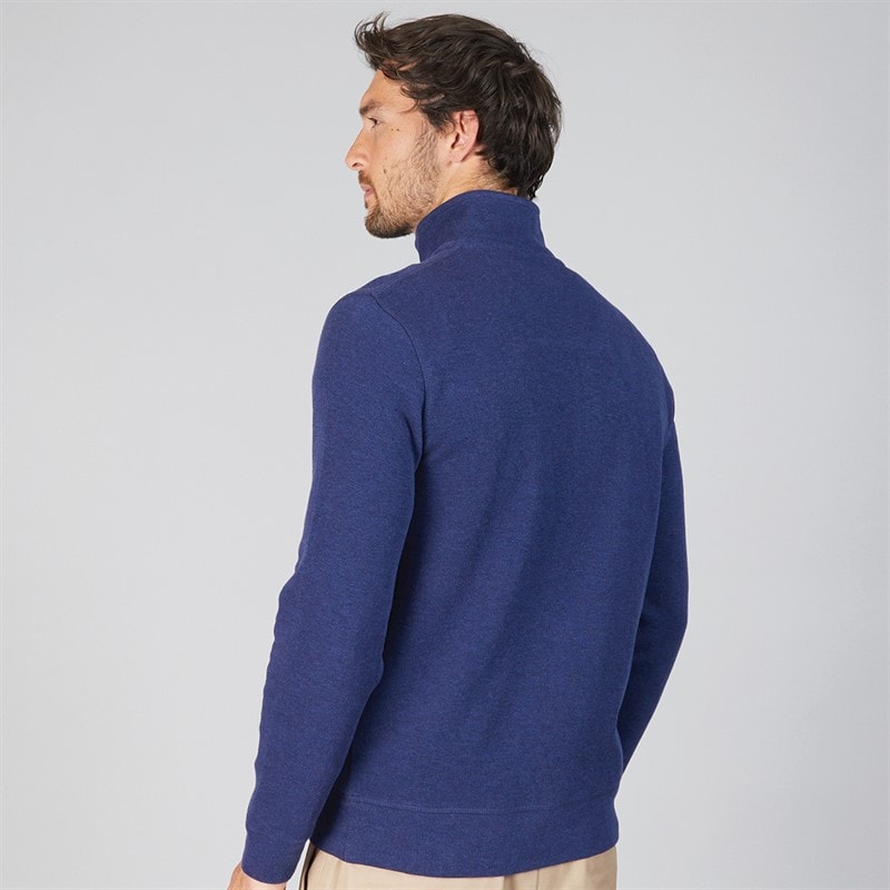 Crew Clothing Mens French Rib 1/2 Zip Sweatshirt Medieval Blue Marl - Image 2