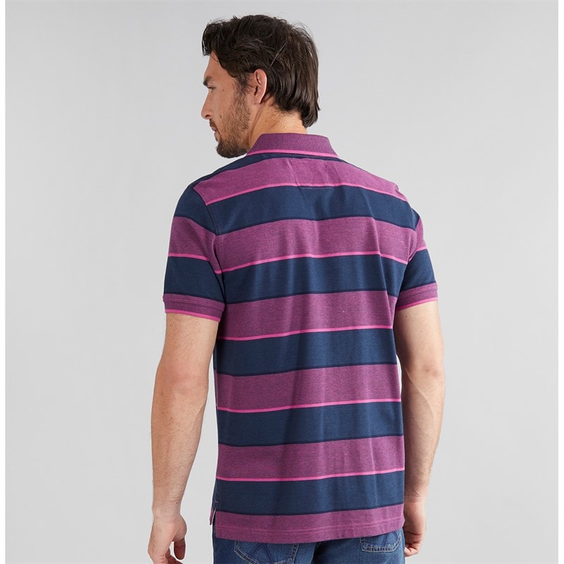 Crew Clothing Mens Oxford Stripe Polo Shirt Heritage Navy/Magenta Haze - Image 2