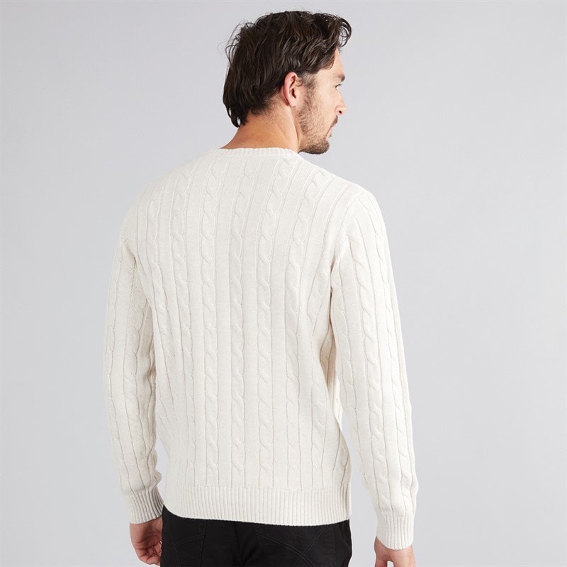 Crew Clothing Mens Oarsmen Crew Neck Jumper White Sand Marl - Image 2