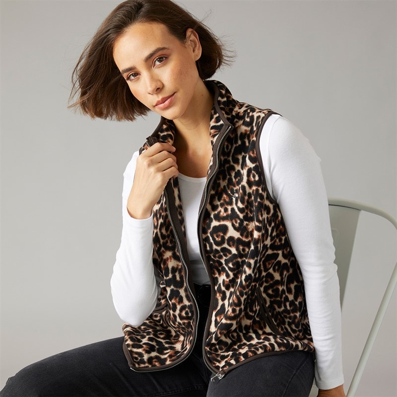 Crew Clothing Womens Printed Gilet Leopard Print - Image 1