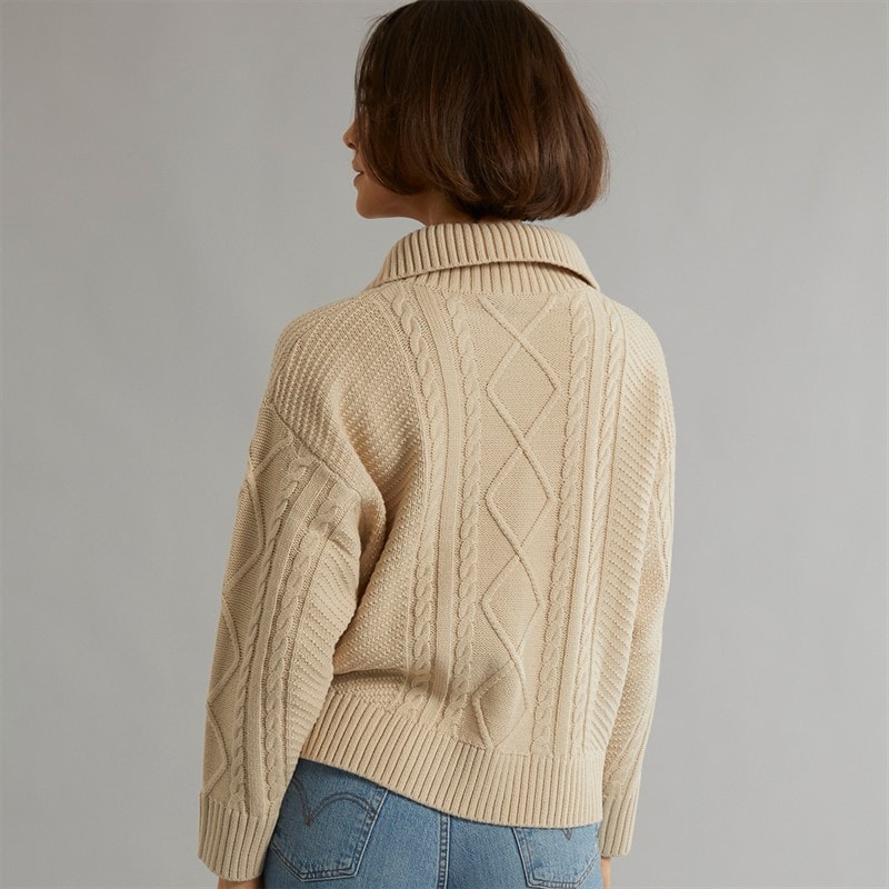 Crew Clothing Womens Button Neck Collared Jumper Rainyday Marl - Image 2