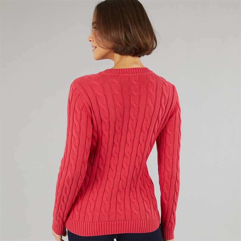 Crew Clothing Womens Chunky Cable Jumper Rasberrywine - Image 2