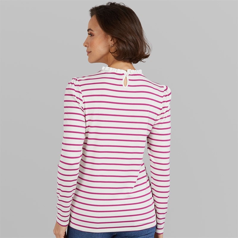 Crew Clothing Womens Frill Detail Top Magenta Haze/White - Image 2