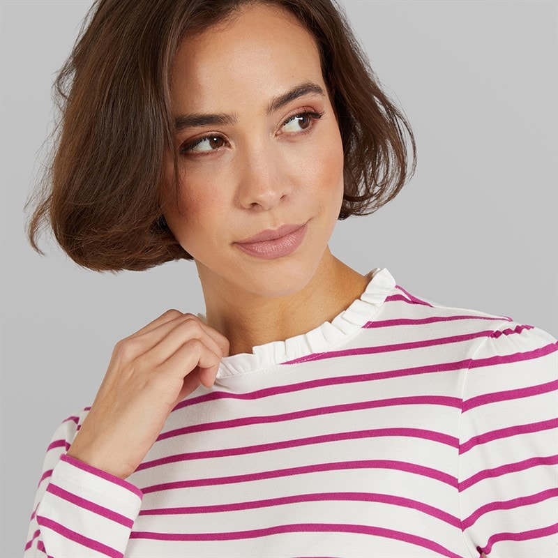 Crew Clothing Womens Frill Detail Top Magenta Haze/White - Image 3