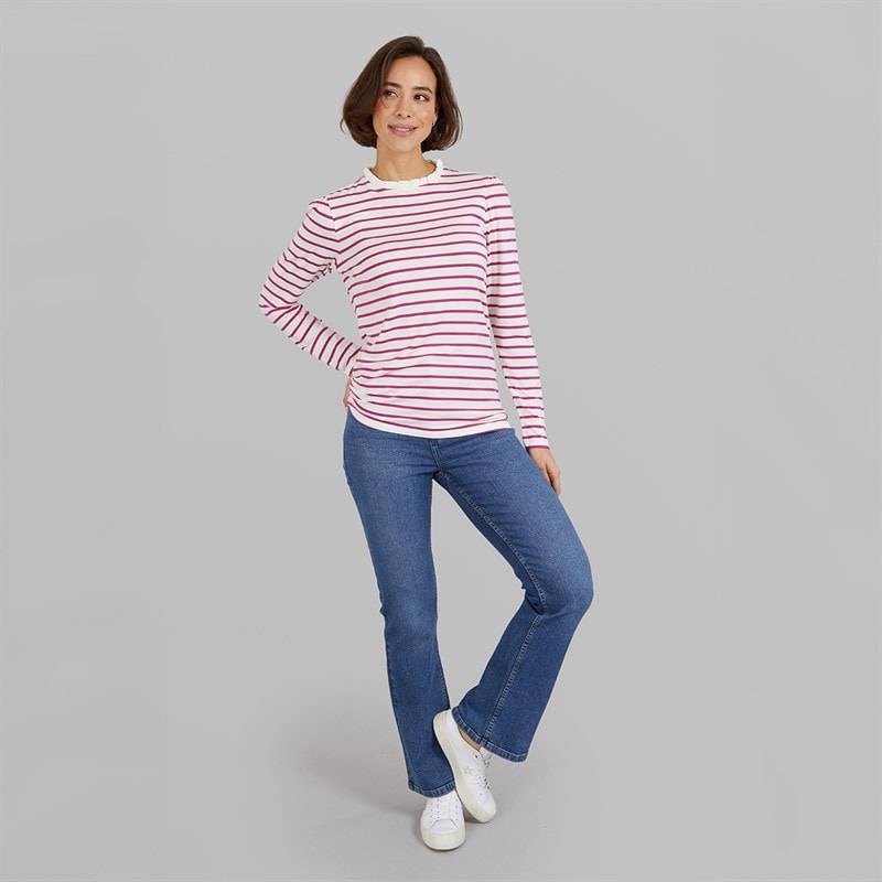 Crew Clothing Womens Frill Detail Top Magenta Haze/White - Image 4