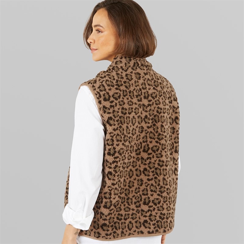 Crew Clothing Womens Borg Gilet Leopard - Image 2