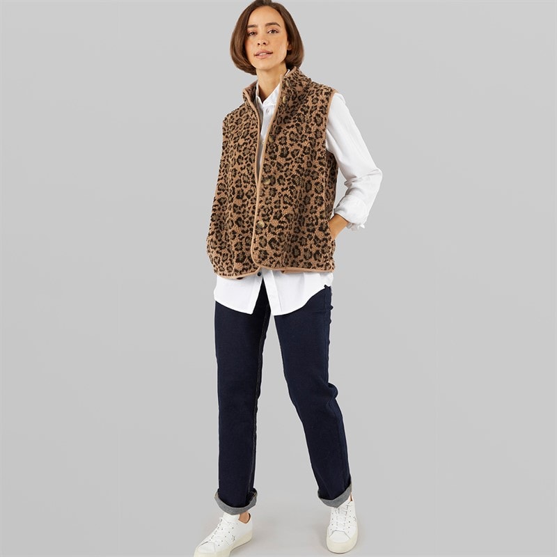 Crew Clothing Womens Borg Gilet Leopard - Image 5