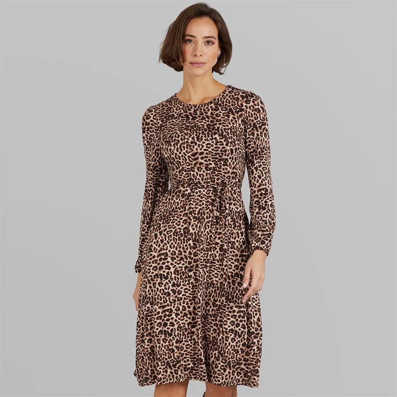 Crew Clothing Womens Printed Dress Leopard Print