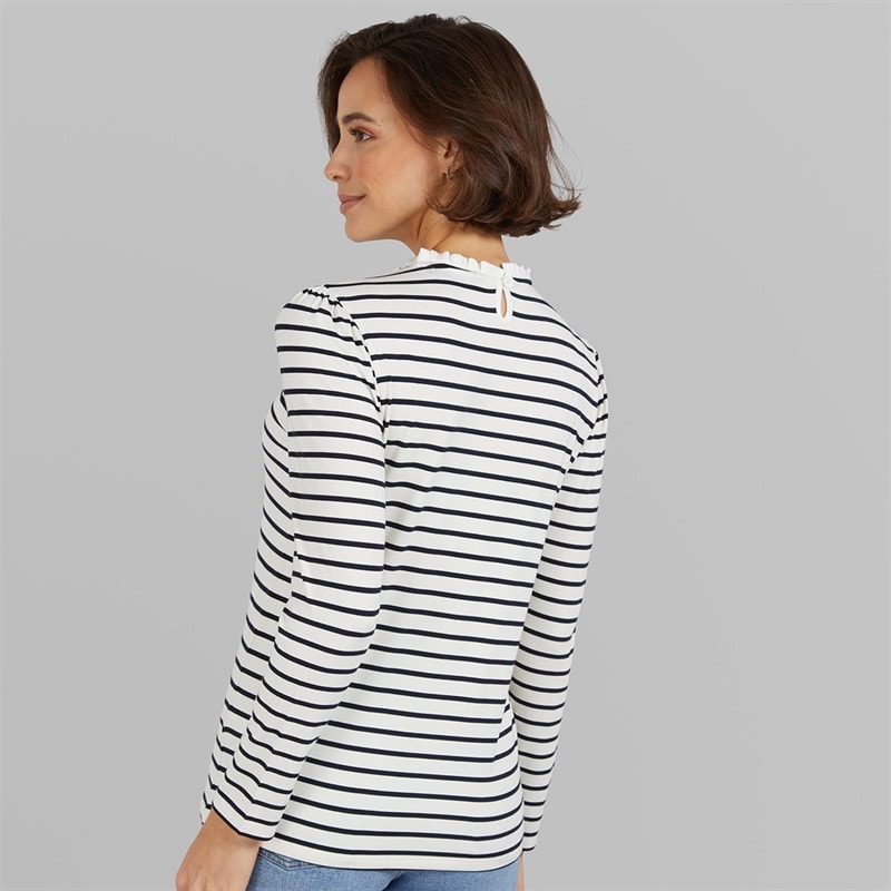 Crew Clothing Womens Frill Detail Top White/Navy White / Navy - Image 2