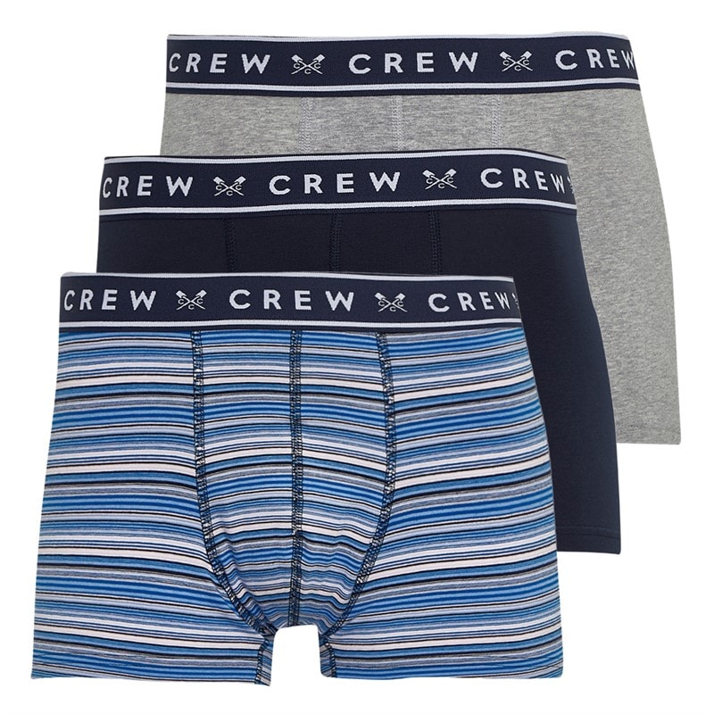 Crew Clothing Mens Three Pack Multi Stripe Boxers Green - Image 1