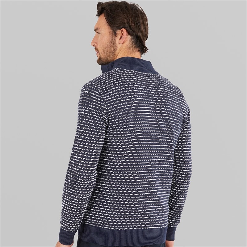 Crew Clothing Mens Button Neck Birdseye Jumper Navyppyrs - Image 2