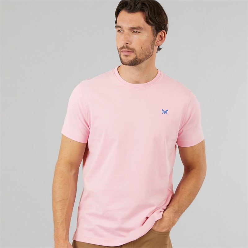 Crew Clothing Mens Round Neck T-Shirt Cameo Pink - Image 1