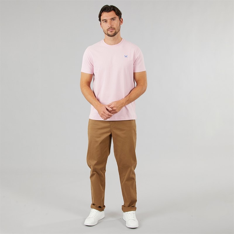Crew Clothing Mens Round Neck T-Shirt Cameo Pink - Image 3