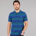 Crew Clothing Mens Oxford Stripe Polo Shirt Ocean Depths/Heritage Navy/Surf The Web