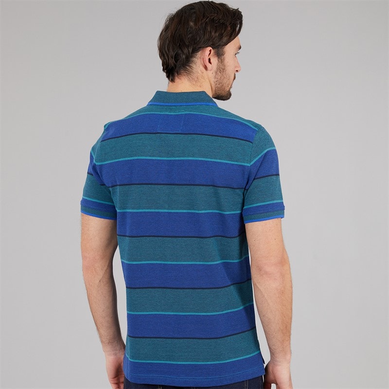 Crew Clothing Mens Oxford Stripe Polo Shirt Ocean Depths/Heritage Navy/Surf The Web - Image 2